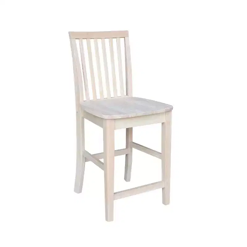 Mission Slat Back Counter Height Barstool, Unfinished Solid Hardwood