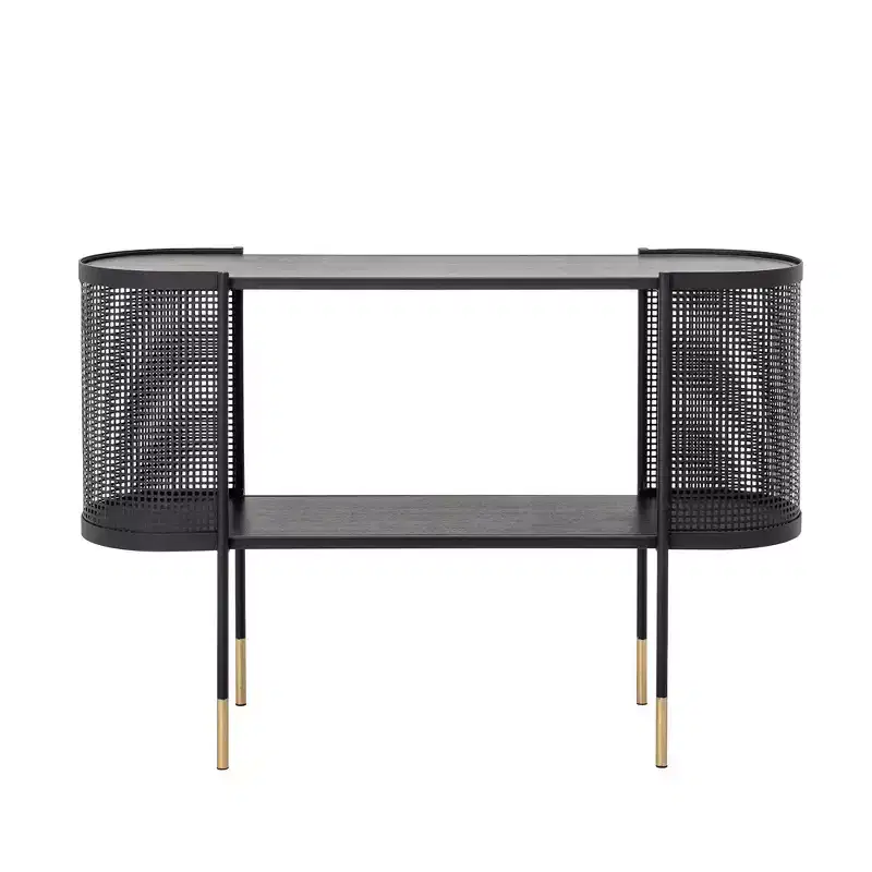 Storied Home Metal Console Table with Shelf for TVs up to 40" Black
