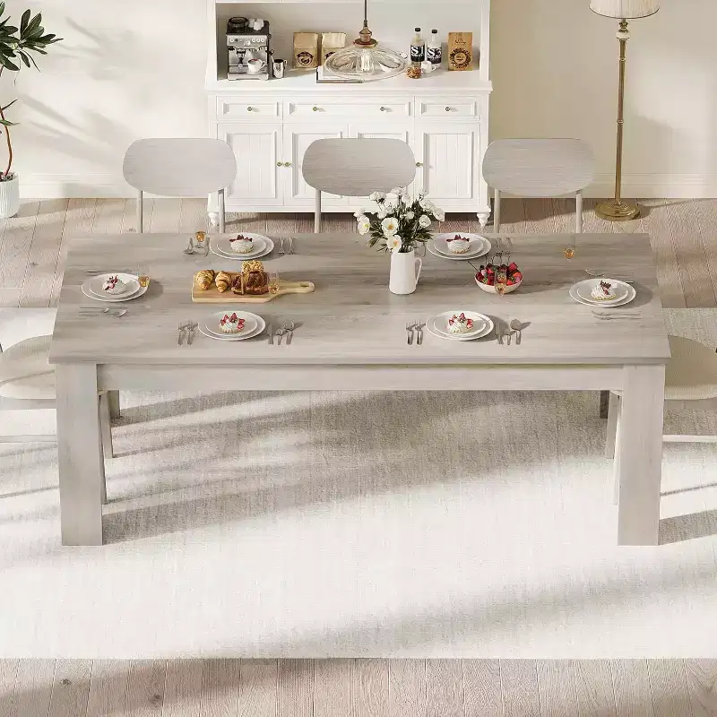 Acekool 71 Rectangular Dining Table for 6-8, Farmhouse Wooden Table with Triangle Legs, for Dining Room or Apartment