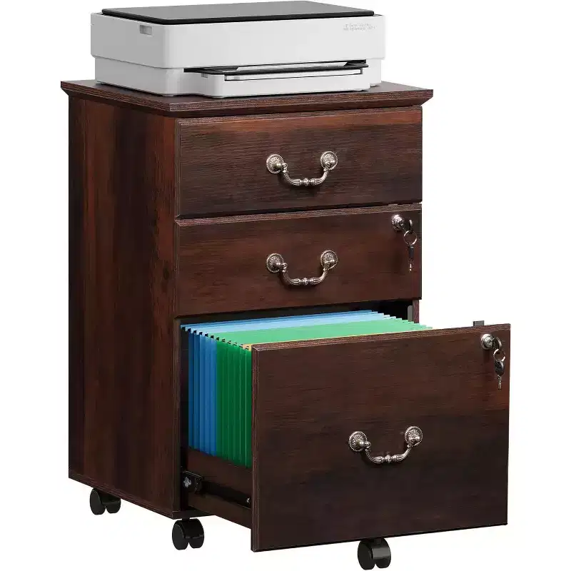 File Cabinet 2-Drawer, Small Office Furniture with Lock, Rolling Under Desk Filing Cabinet for Home Office
