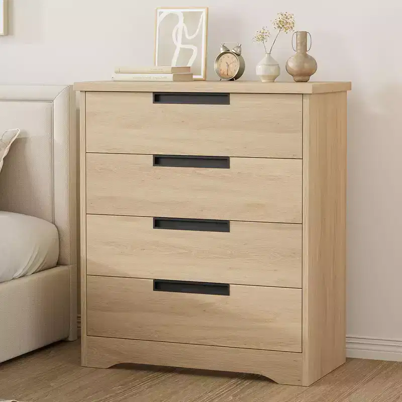 COZONY 4-Drawer Modern Dresser with Recessed Handles, Wooden Storage Cabinet for Bedroom Living Room Nursery
