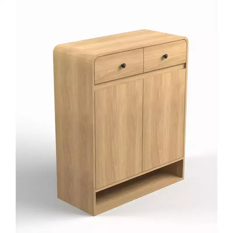 31.5 Inch Shoe Storage Cabinet with 2 Doors and 2 Drawers, Freestanding Entryway Organizer with Corner, Narrow Large Cabinet for Hallway