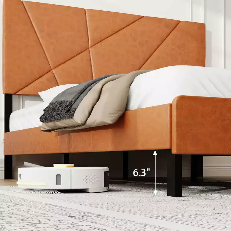 Full/Queen/King Size Metal Platform Bed Frame with Under-Bed Storage,No Box Spring Needed,Vintage Brown