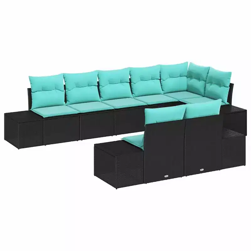 vidaXL Garden Sofa Set with Cushion 8 pcs Poly Rattan