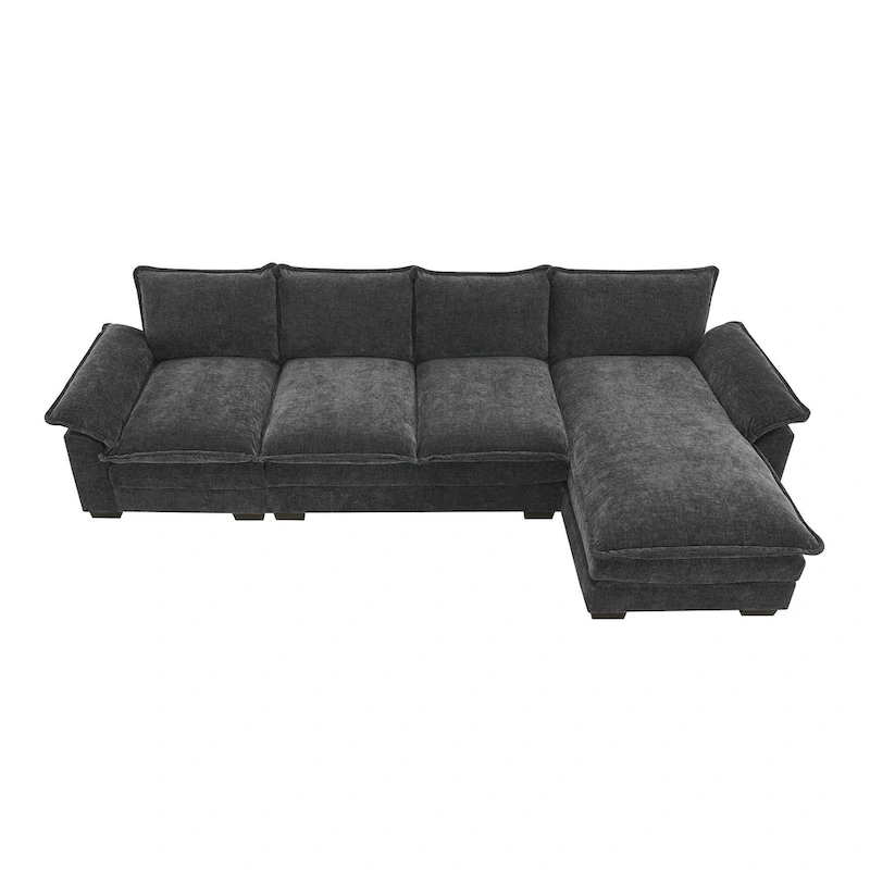 Modern 5-Seat L-Shaped Cloud Sleeper Sofa Couch with Chaise Lounge with Double Seat Cushions