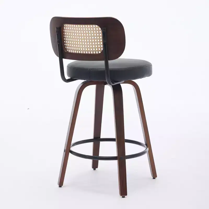 sumyeg Set of 2 Rattan Counter Stools with Swivel Seat and Cane Back, 26'' Height