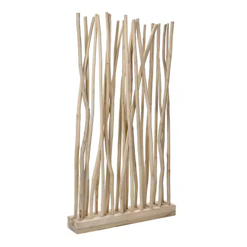 JONATHAN Y Tranquil 39W x 68H Coastal Bohemian Handcrafted Teak Branch Single Panel Room Divider