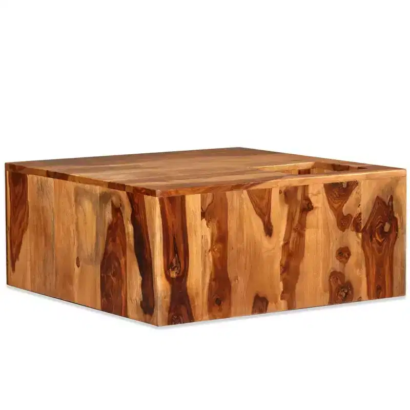 Brown Square Solid Acacia Wood Coffee Table, Seats 1