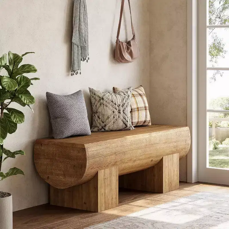 Lantine Solid Wood 47 Entryway Bench, Farmhouse End of Bed Bench, Entry Bench Seat for Bedroom, Living Room, Hallway