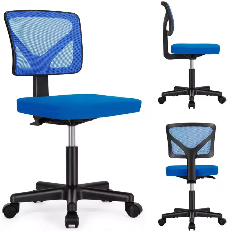 Ergonomic Swivel Workspace Stool with Dynamic Lumbar Support, Adjustable Height, Armless