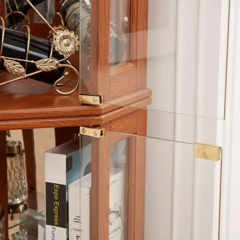 Corner Glass Cabinet Lighted Curio Cabinet Corner Display Case for Living Room, Curio Cabinet, Antique collection, Wine,Bar Glass Storage