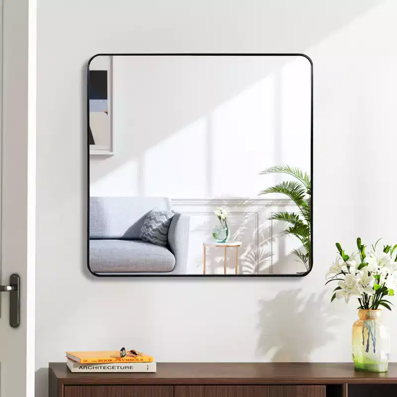 Square Metal Framed Wall Mirror