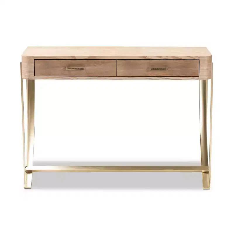 Lafoy Natural Finished Wood and Finished 2 Drawer Console Table Brown