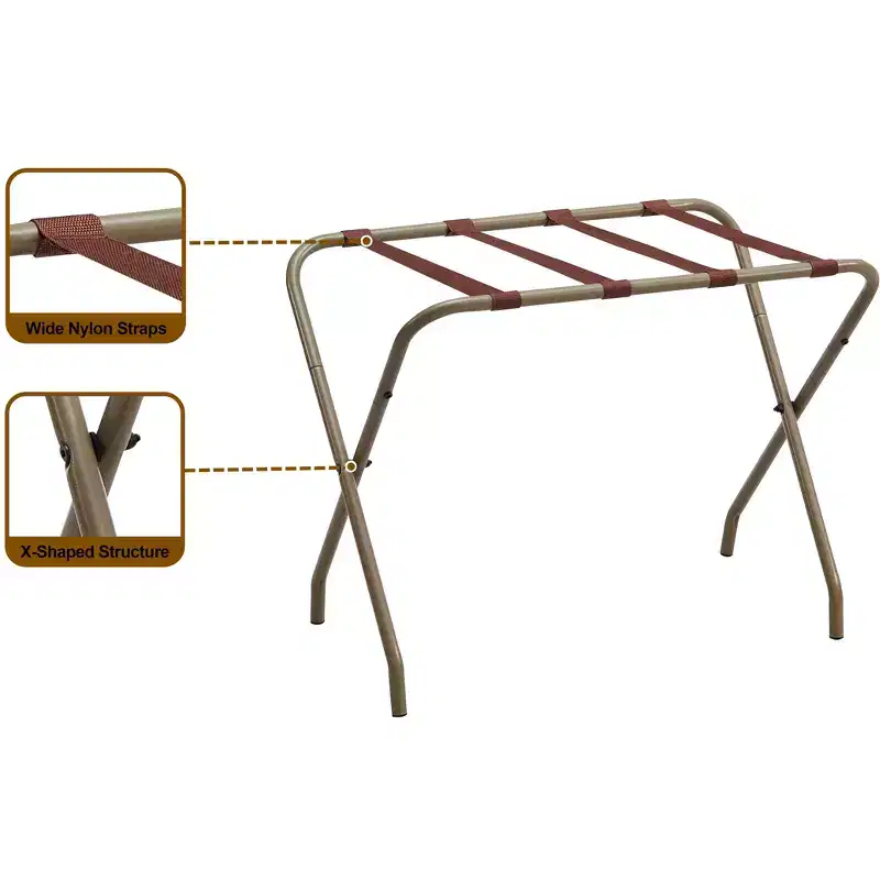 Folding Luggage Rack, Stylish Suitcase Stand, Gold