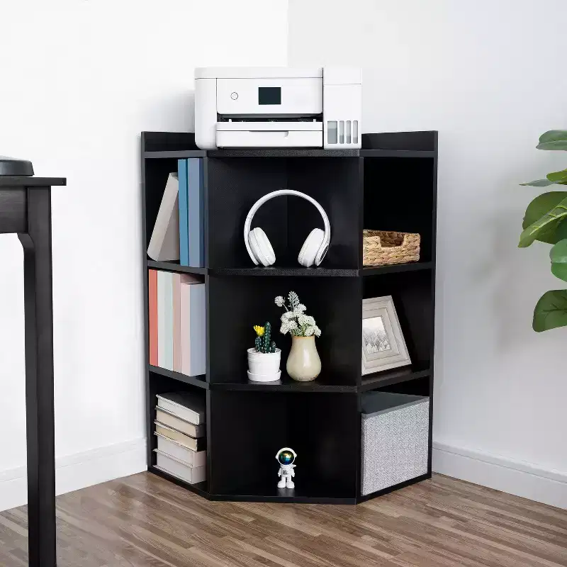 Corner Storage Shelf 9-Cube Organizer Cabinet With USB Ports, Outlets, Ideal For Small Spaces