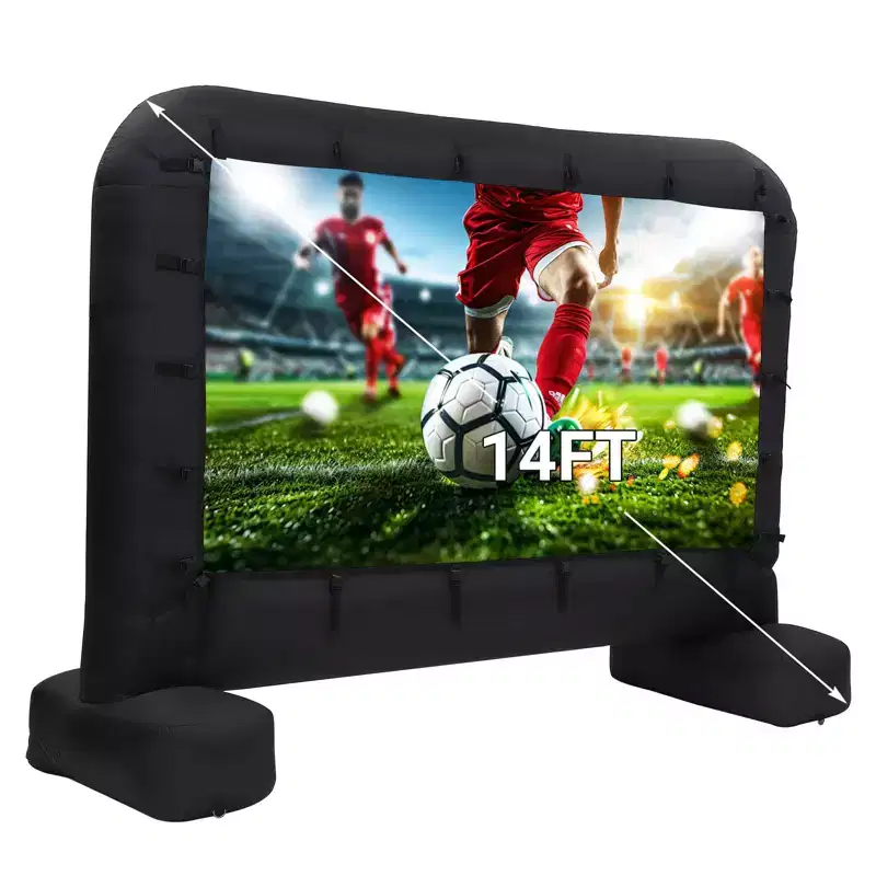 14Ft Inflatable Projector Screen, Outdoor Movie Screen Support with Quiet Air Blower and Storage Bag Support Front and Rear Projection