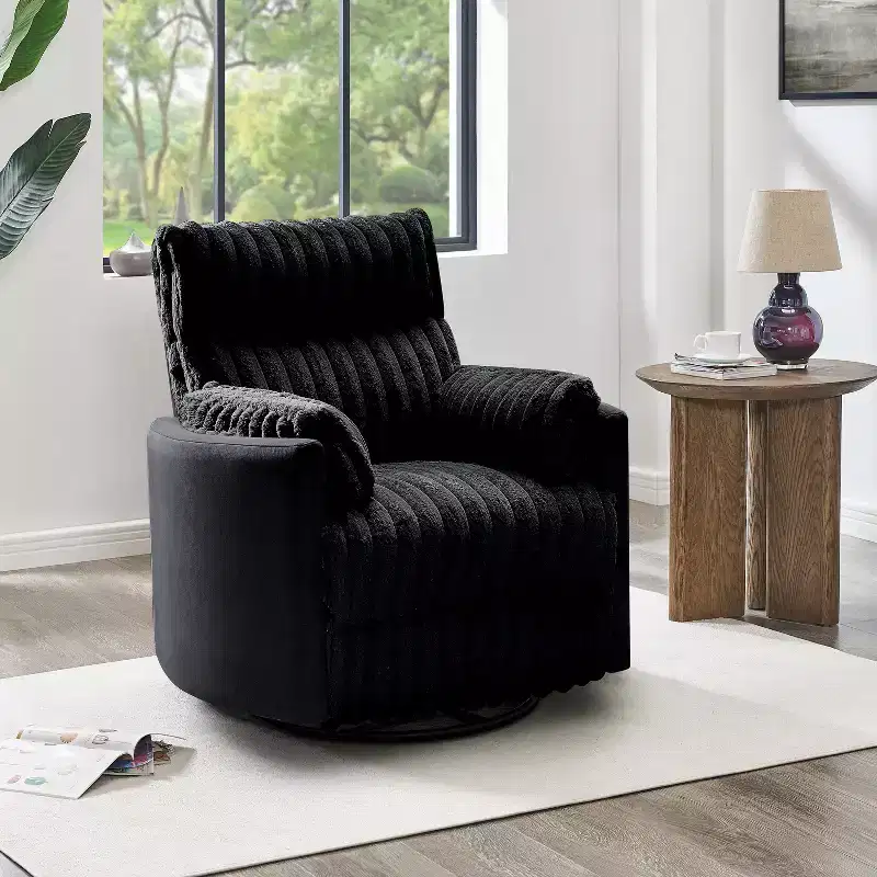 Wide Wale Corduroy Manual Recliner with 360° Swivel