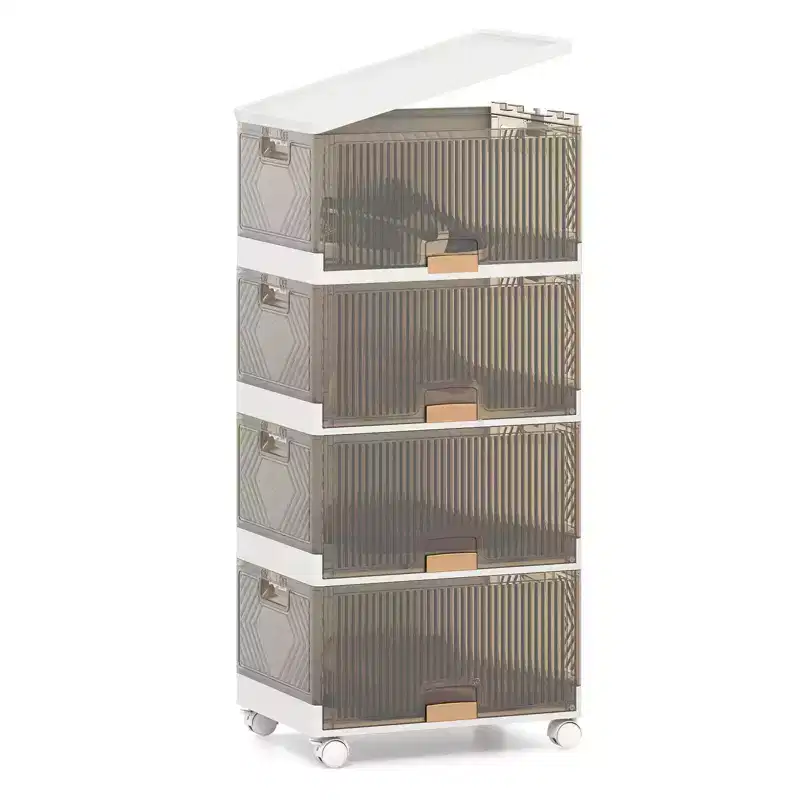 4-Cube Stackable Storage Bins with Detachable Wheels 18 Gal Large Organizer