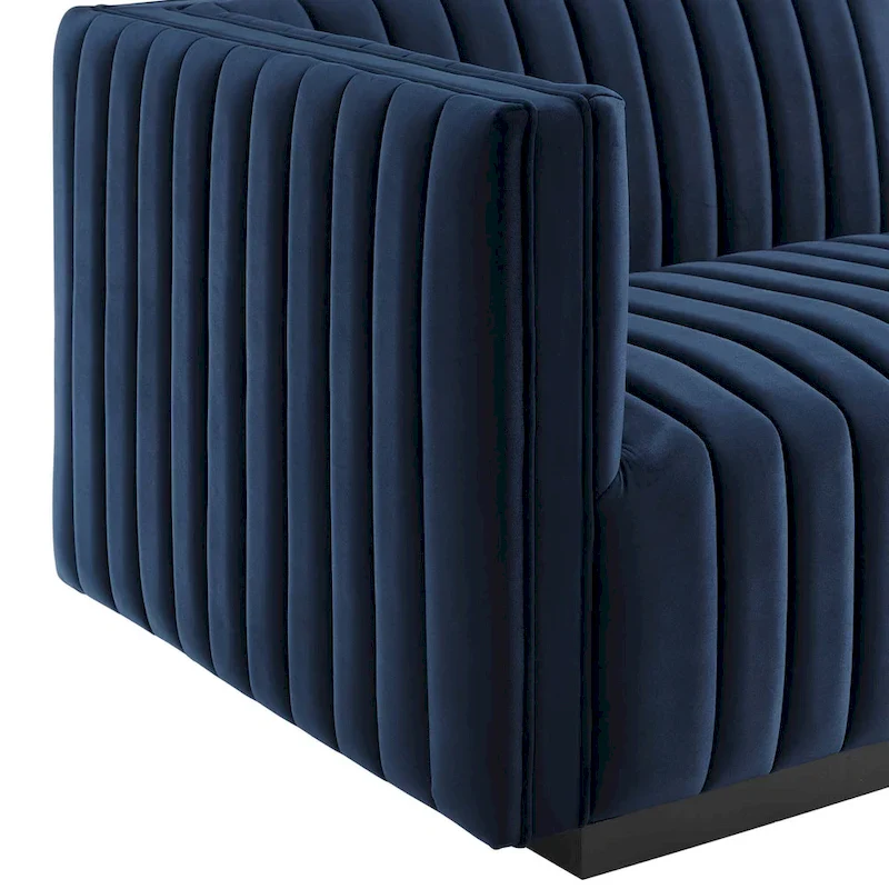 Channel Tufted Velvet Upholstered Sofa