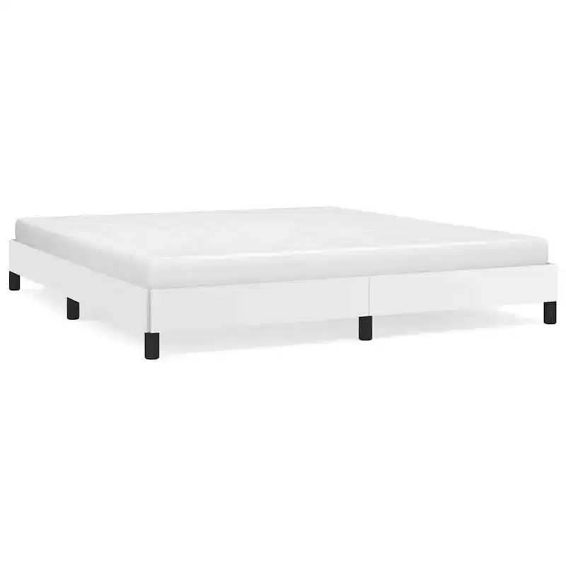 White Faux Leather King Bed Frame