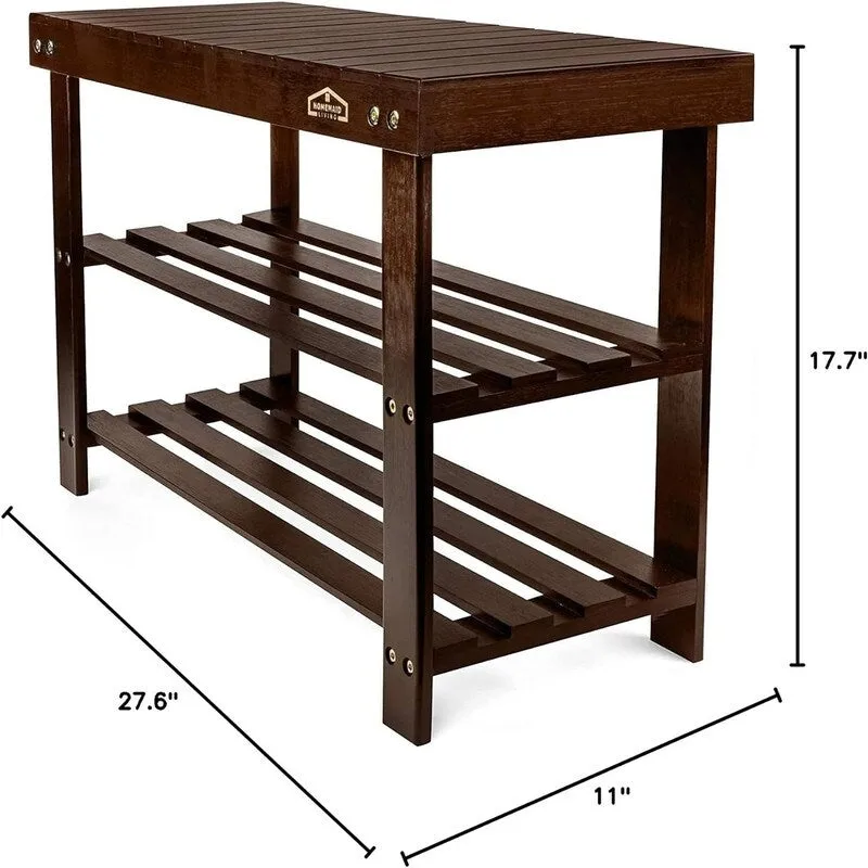 3 Tier Shoe Rack Small Bench - 11D x 27.6W x 17.7H