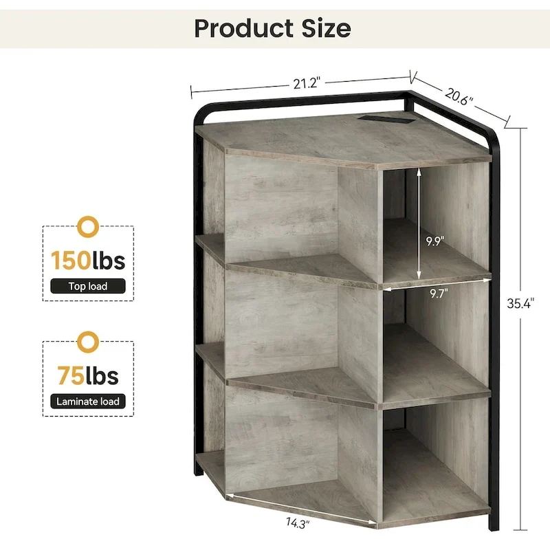 Corner Cabinet with USB Ports and Outlets
