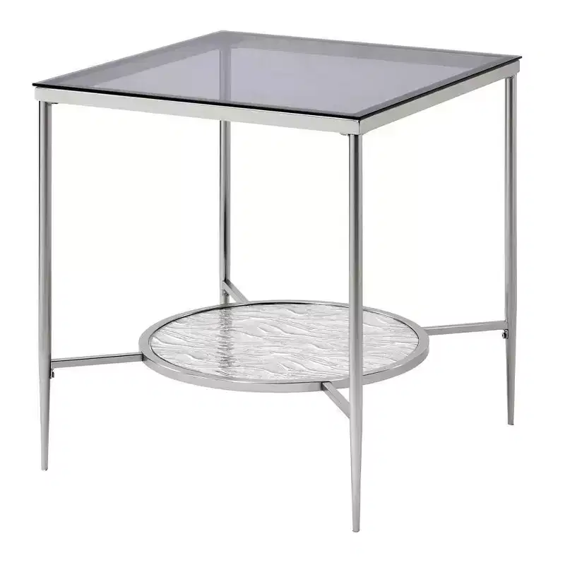 Acme Furniture Adelrik Accent Glass Table Chrome Finish