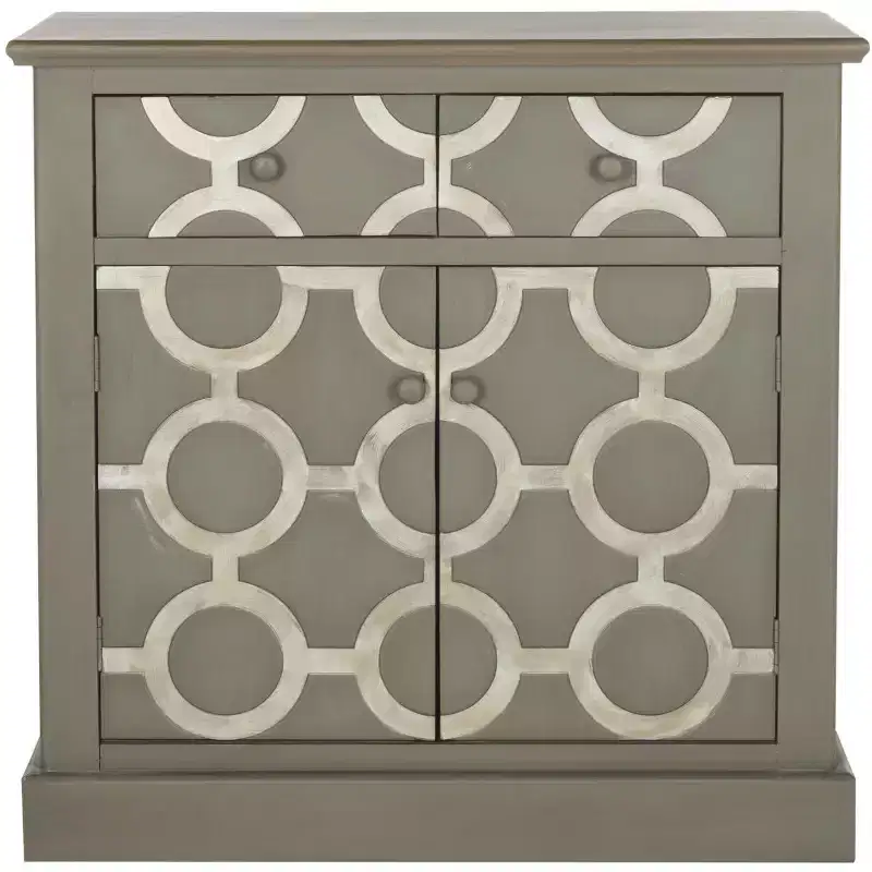 2-Drawer 2-Door Storage Chest in Grey, Fir Wood & MDF, 50 lbs/Drawer, No Assembly Required