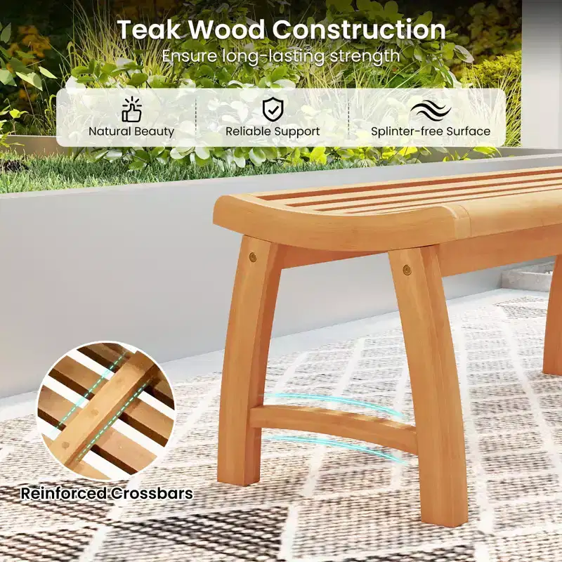 Costway 2PCS 2-Person Patio Garden Dining Bench w/Contoured Slatted Seat 800 lbs Capacity