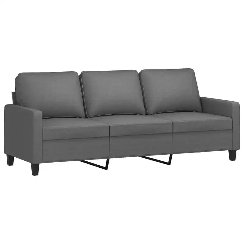 3-seater Sofa Dark Grey 100% Polyester Fabric, Metal, Textilene, Foam