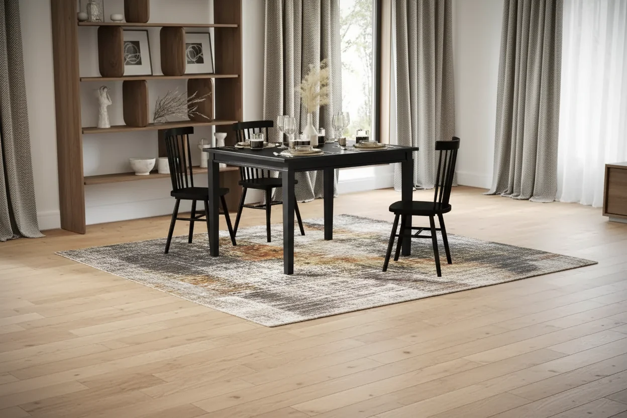 Wooden Dining Table for 4 with Tapered Legs Water-Resistant Finish