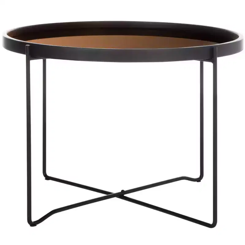 Ruby Round Tray Accent Table - Rose Gold & Black