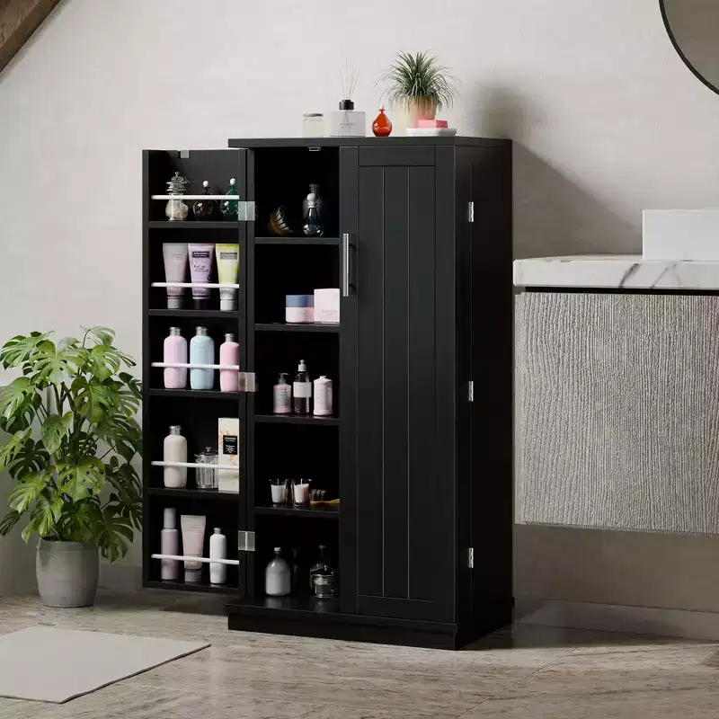 Celebalcony 47.24'' Kitchen Pantry , Food Storage Cabinets with Door and Adjustable Shelves,Freestanding Pantry Cabinet for Kitchen,Dining Room