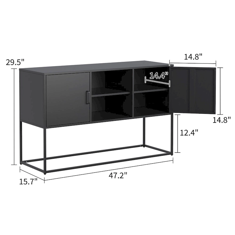 Sideboard buffet - Adjustable feet, anti-tilt device,elegant handle,silent magnetic closure and eco-friendly finish
