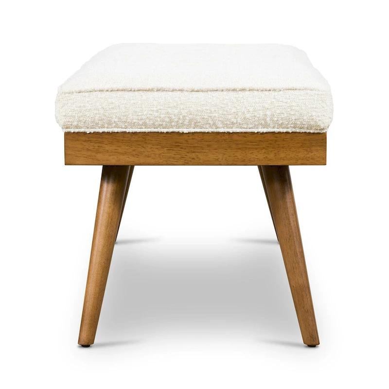 Poly & Bark Luca Fabric Bench - Tufted Seat with Solid Wood Legs