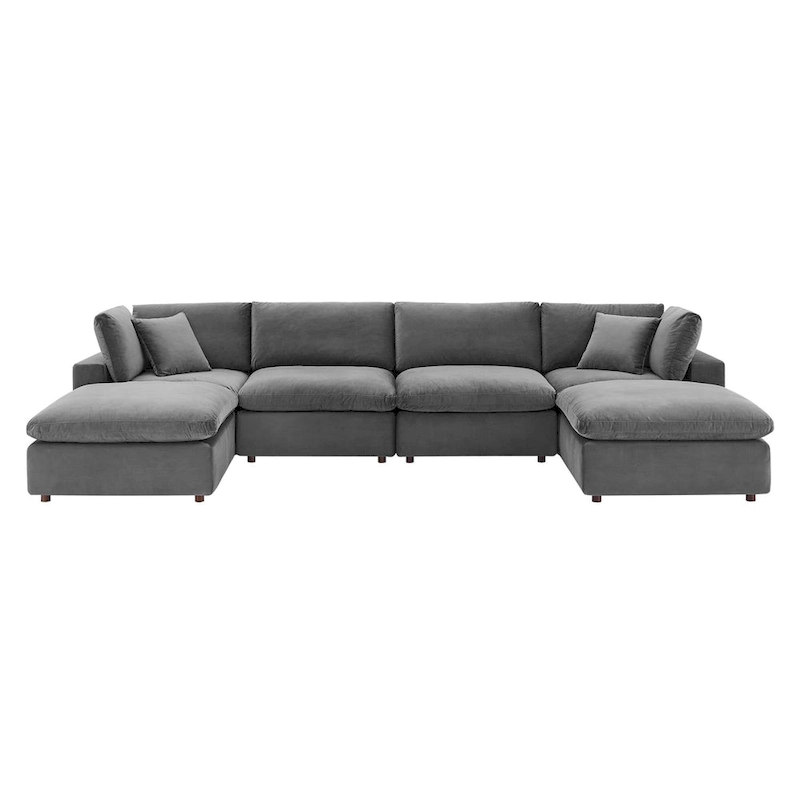 Commix Down Filled Overstuffed Velvet 6-Piece Sectional Sofa