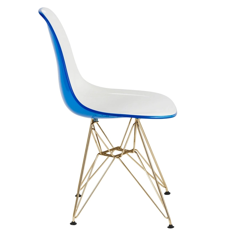 Cresco Plastic Dining Side Chair with Eiffel Base in Gold Set of 2 by LeisureMod