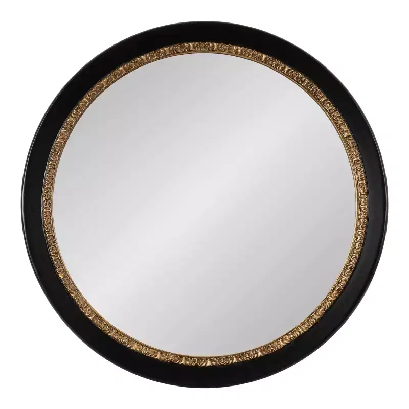 Kate & Laurel All Things Decor 26"x26" Wildomar Round Wall Mirror Black