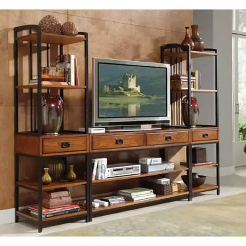 Modern Craftsman Entertainment Center Oak - Home Styles: With Hutch & Bookshelves, Fits 60 TV