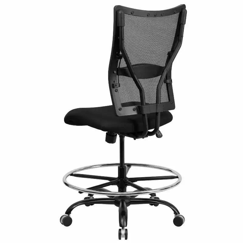 Emma and Oliver 400 lb. Big & Tall Black Mesh Ergonomic Drafting Chair
