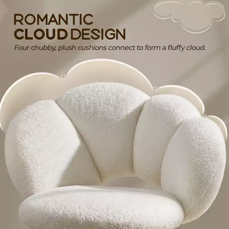Yaheetech Boucle Upholstered Rolling Makeup Vanity Chair