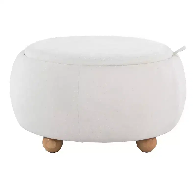 LumiSource Tray Pouf Ottoman Natural Fabric