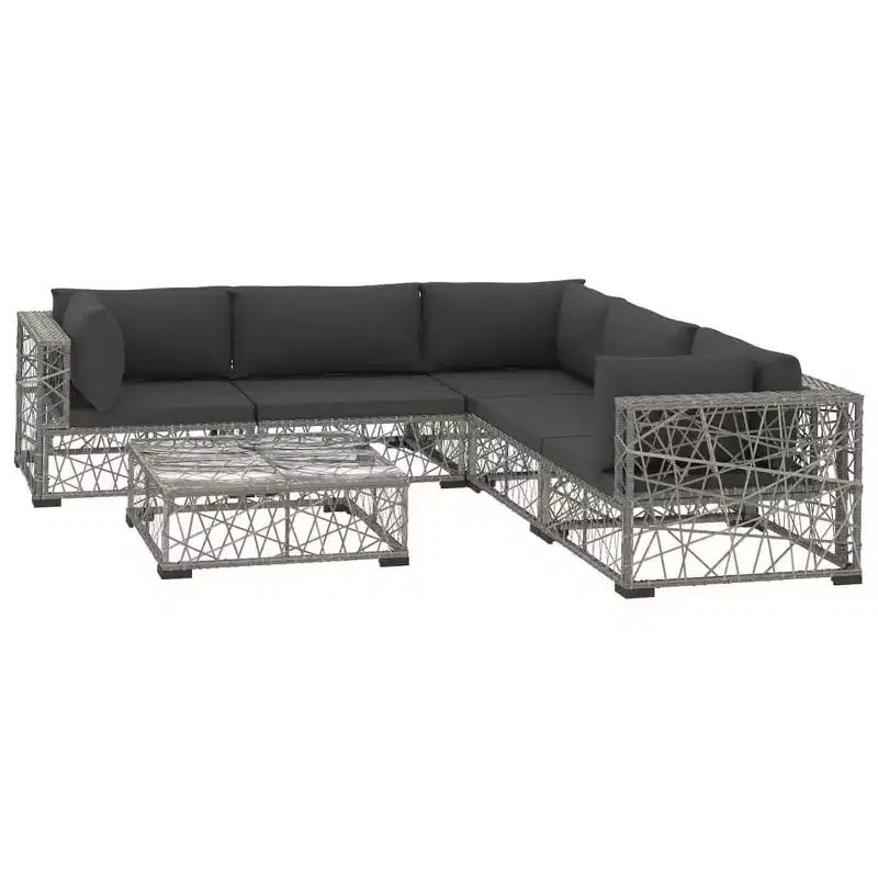 vidaXL Patio Lounge Set Set of 10 Gray