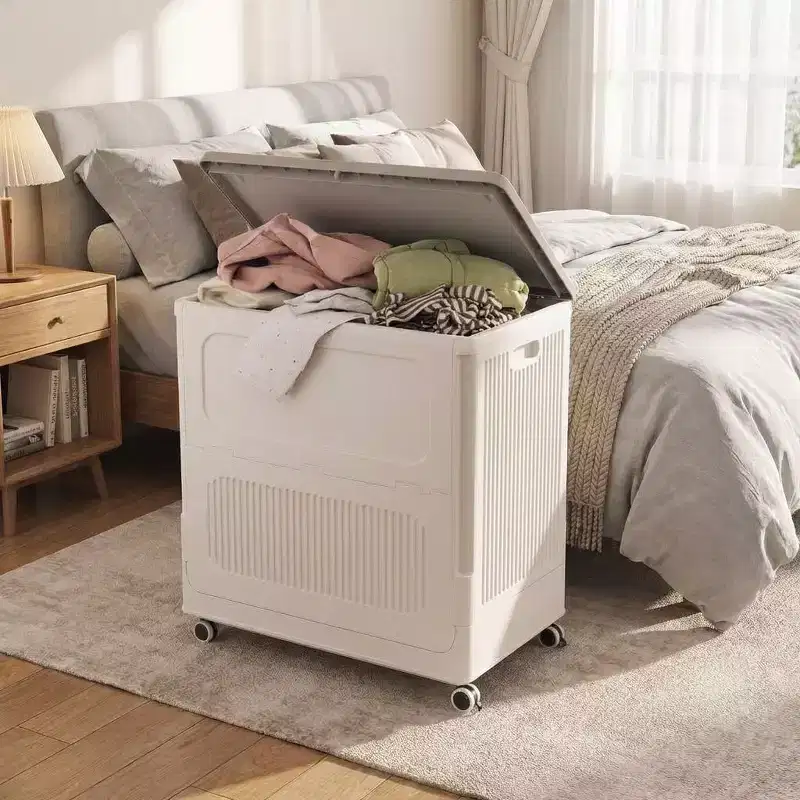 PP Plastic Flip-Top Storage Bin with Hinged Lid