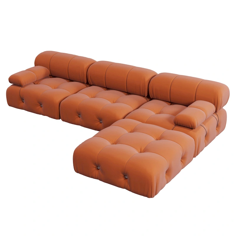 Modern Velvet Upholstered Large Modular Sectional Sofa