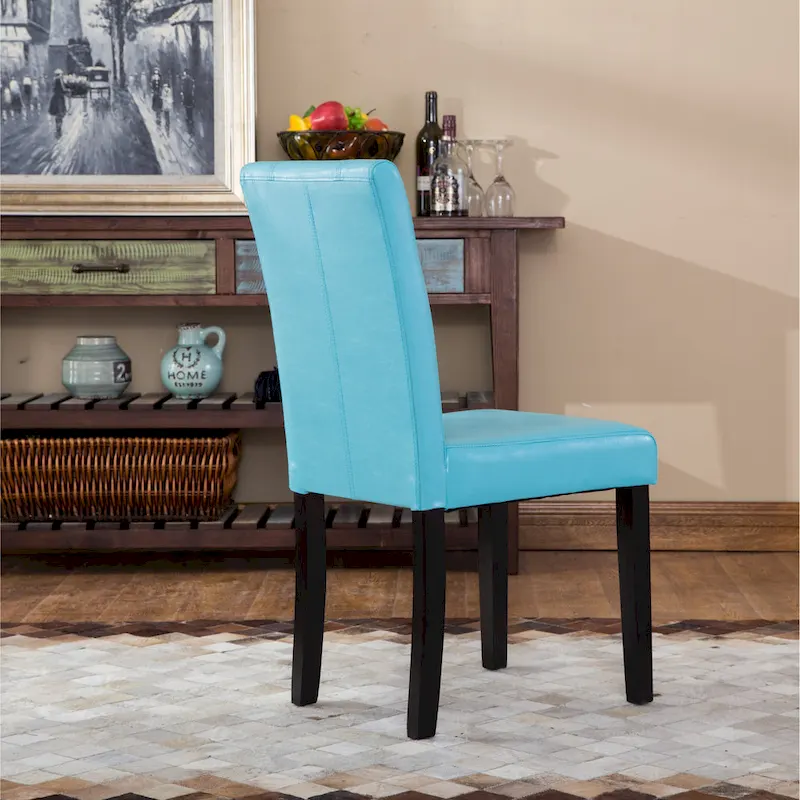 Roundhill Furniture Urban-Style Solid Wood Leatherette Small Padded Parson Chairs (Set of 2)