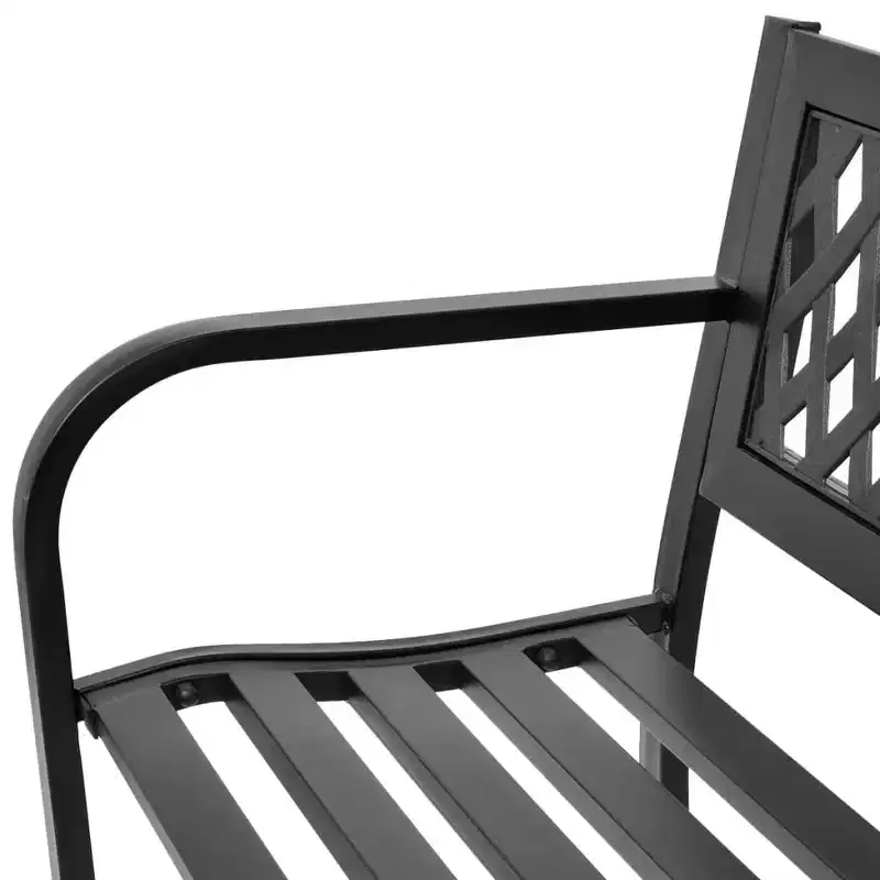 vidaXL Garden Bench Black Steel frame 2-seater Durable Garden Bench