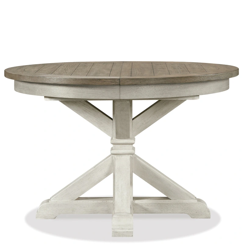 Roundhill Furniture Harola 7-Piece Dining Set, Round Pedestal Dining Table with 18 Leaf, 6 Side Chairs