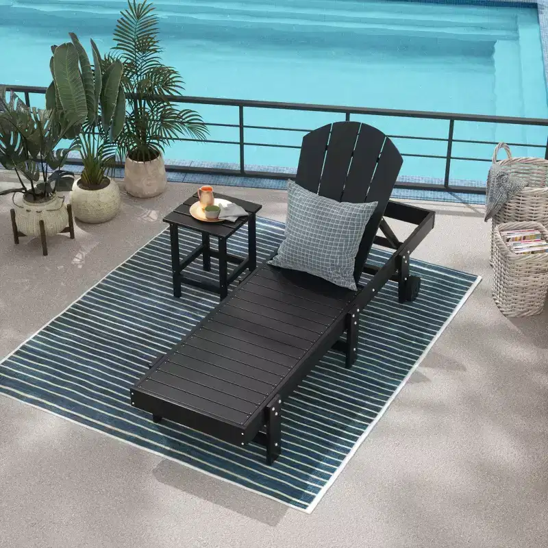 WestinTrends Malibu 2 Piece Adirondack Poly Reclining Chaise Lounge With Wheels