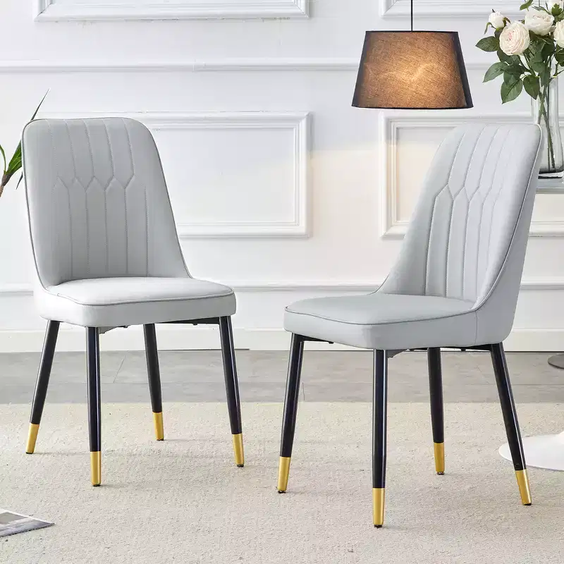 Zeus & Ruta 2-Piece Dining Chairs with PU Cushion & Metal Legs, Ideal for Kitchen, Dining & Living Room